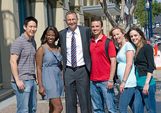 Dean Schaumann with a group of California Western students