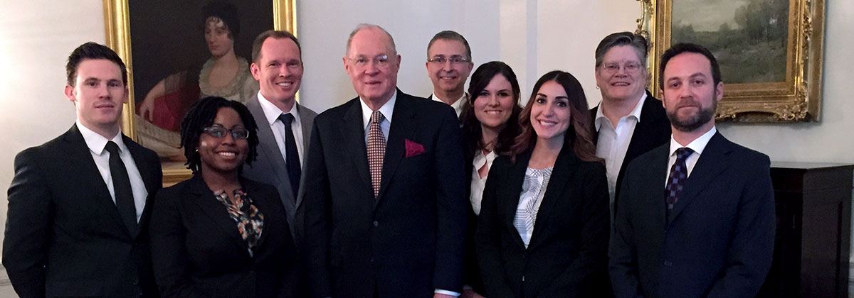 Kennedy Scholars and California Western Dean Schaumann and Vice-Dean Cox with Justice Kennedy
